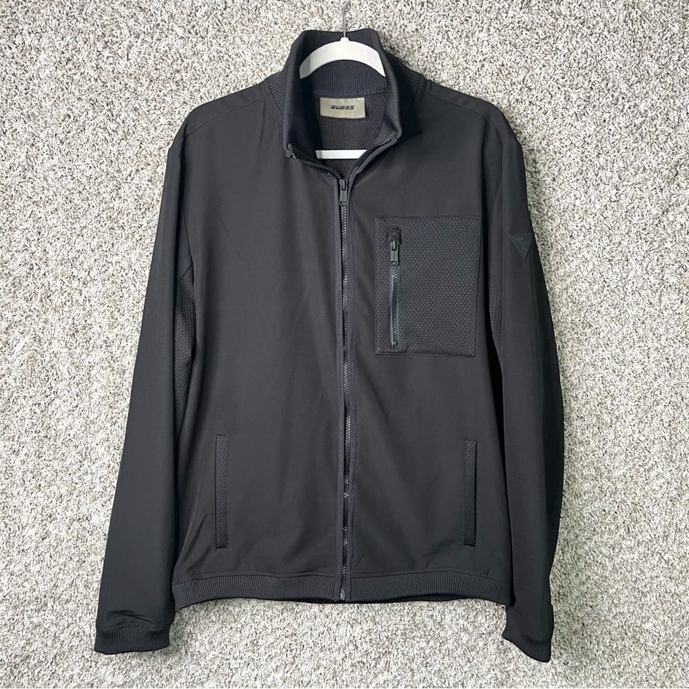 Guess Jacket Men’s Medium Black Nylon Full-Zip